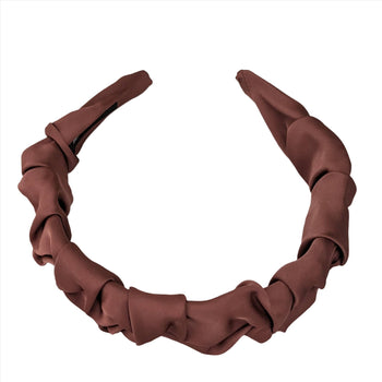 Satin Twisted Wave Headband Amber Brown